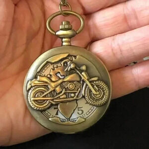 Motorcycle Bronze Pocket Watch and Chain NWT